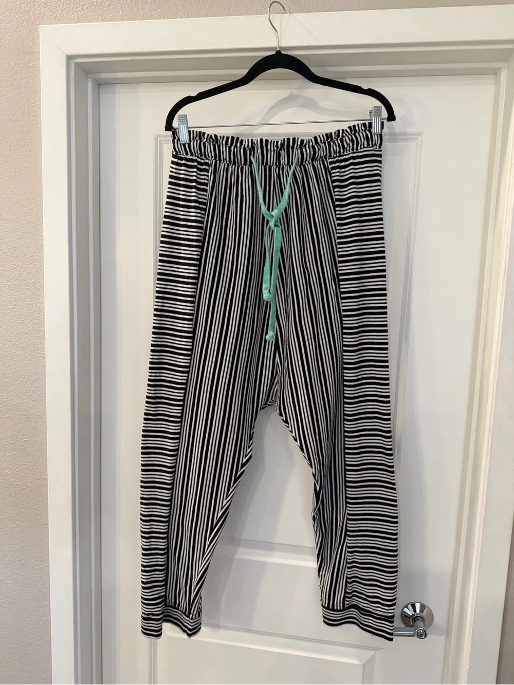Free People Free-est Jersey Harem Pants Holten Cotton Size Medium Black White